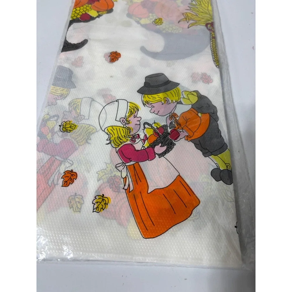 Vintage Thanksgiving Plastic Table Cover 54